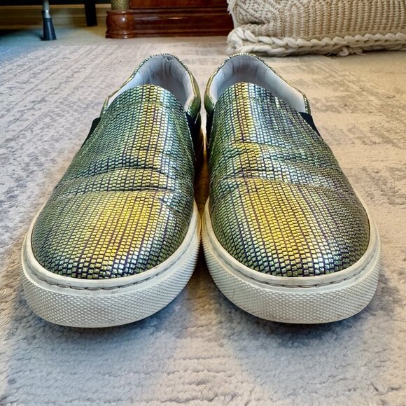 Lanvin Metallic Green-Gold Slip On Runners - Picture 5 of 9